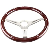 Nrpfell 380Mm 15 Pulgadas Conceder CláSico Estilo Nostalgia Madera Volante de Grano Ranurado Volante de 3 Radios…